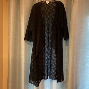 LuLaRoe Sheer Black Lace Shirley Kimono